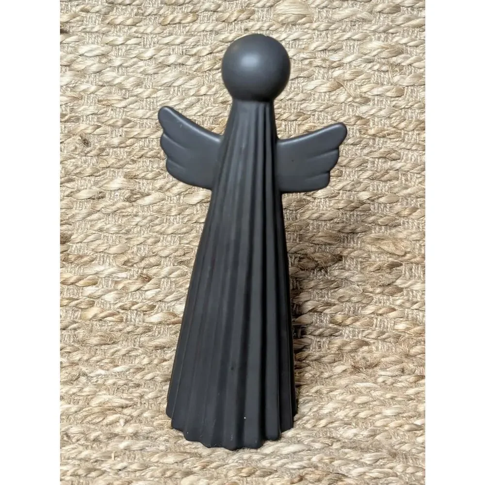 NEW! Black Guardian Angel Statue Ceramic Christmas Figurine Holiday Decor